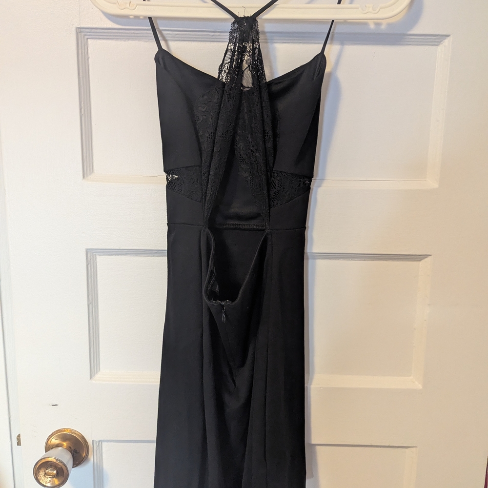 Express Black Backless Lace Dress